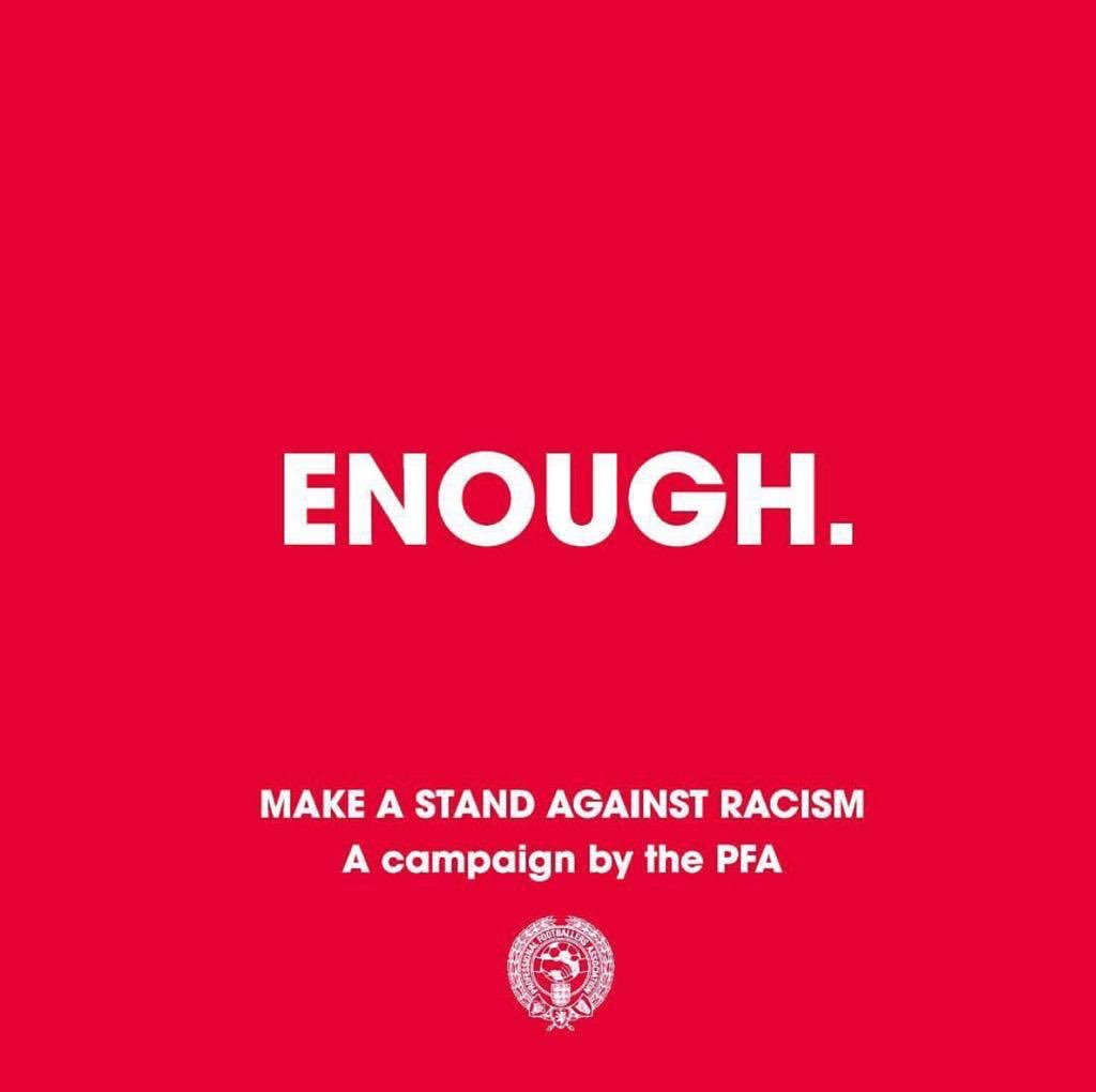 #Enough We are making a stand against racist abuse. We recognise that our platforms come with responsibility, and so we are using our voice to stand against racist abuse. Together, we are calling on social media platforms and footballing bodies to do more!