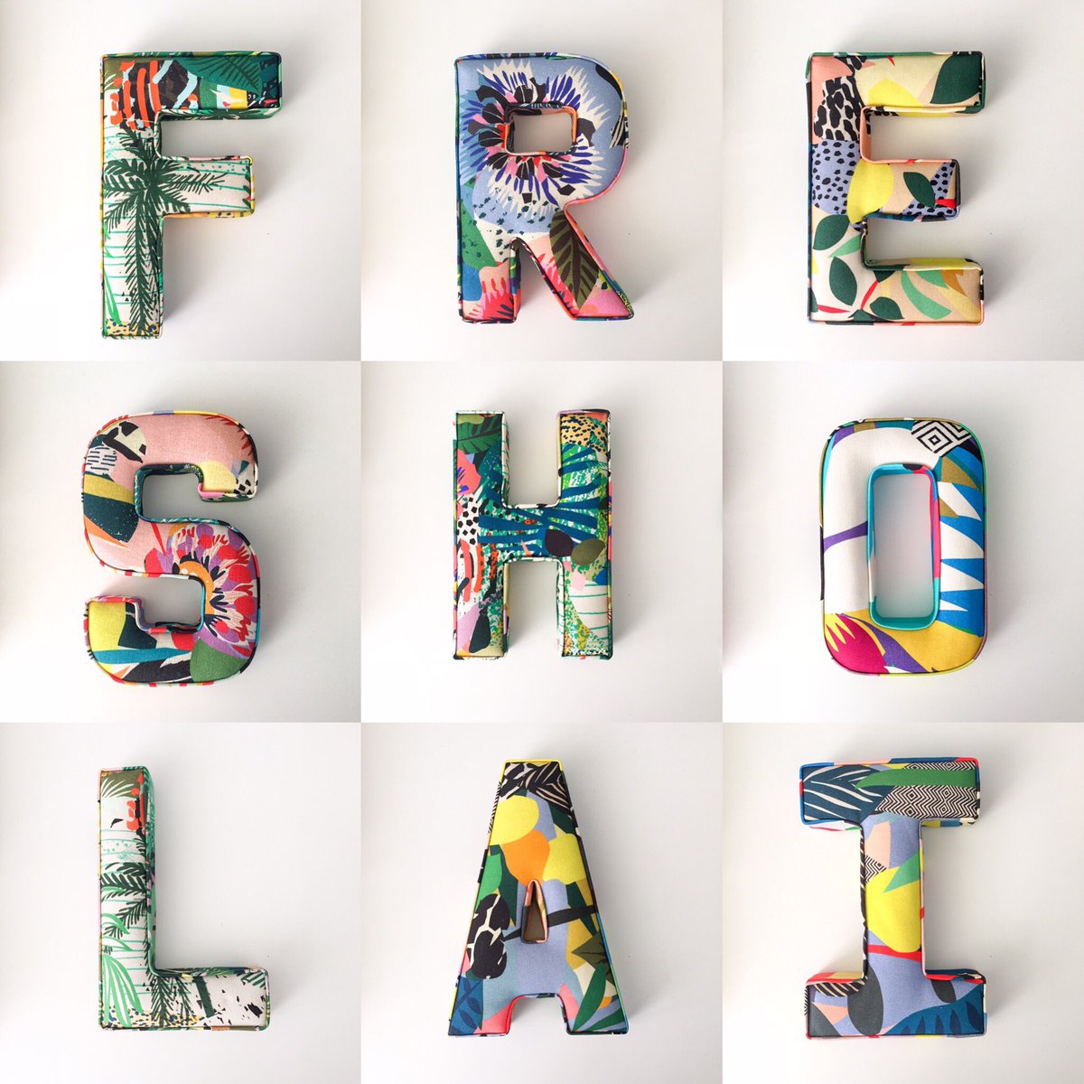 KittyMcCall's tweet photo. It’s another beautiful sunny day and weekend ahead for Folkestone! Find us open from 12-4pm today! These New fabric letters are now online and in store
#Type
#fabricletters
#brightboldhome 
#fresh https://t.co/QaG3laaPB1