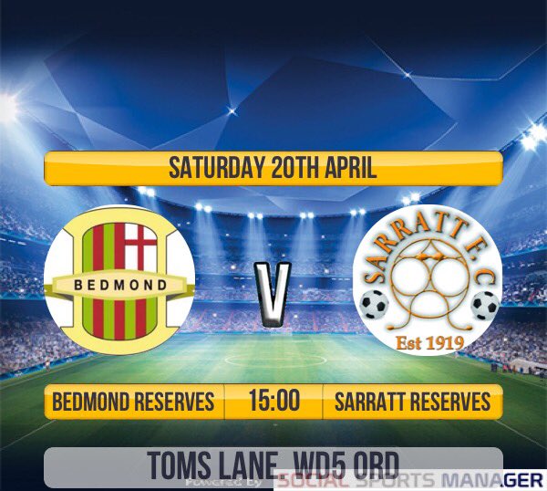 🔶⚫️ TOMORROW RESERVES FIXTURE...

Our Reserves travel to local neighbours <a href="/BedmondReserves/">Bedmond Reserves</a> in the last league game of the season, where it could see Bedmond crowned as champions but our Reserves will be giving their all to earn the 3 points.