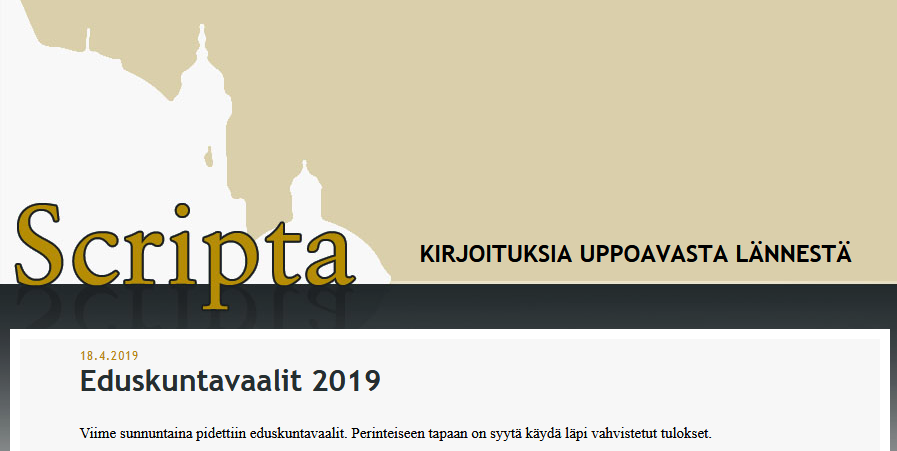 HommaMedia's tweet image. Jussi @Halla_aho häy #Scripta-blogissaan eduskuntavaalituloksen läpi. #vaalit2019 #perussuomalaiset 

halla-aho.com/scripta/edusku…