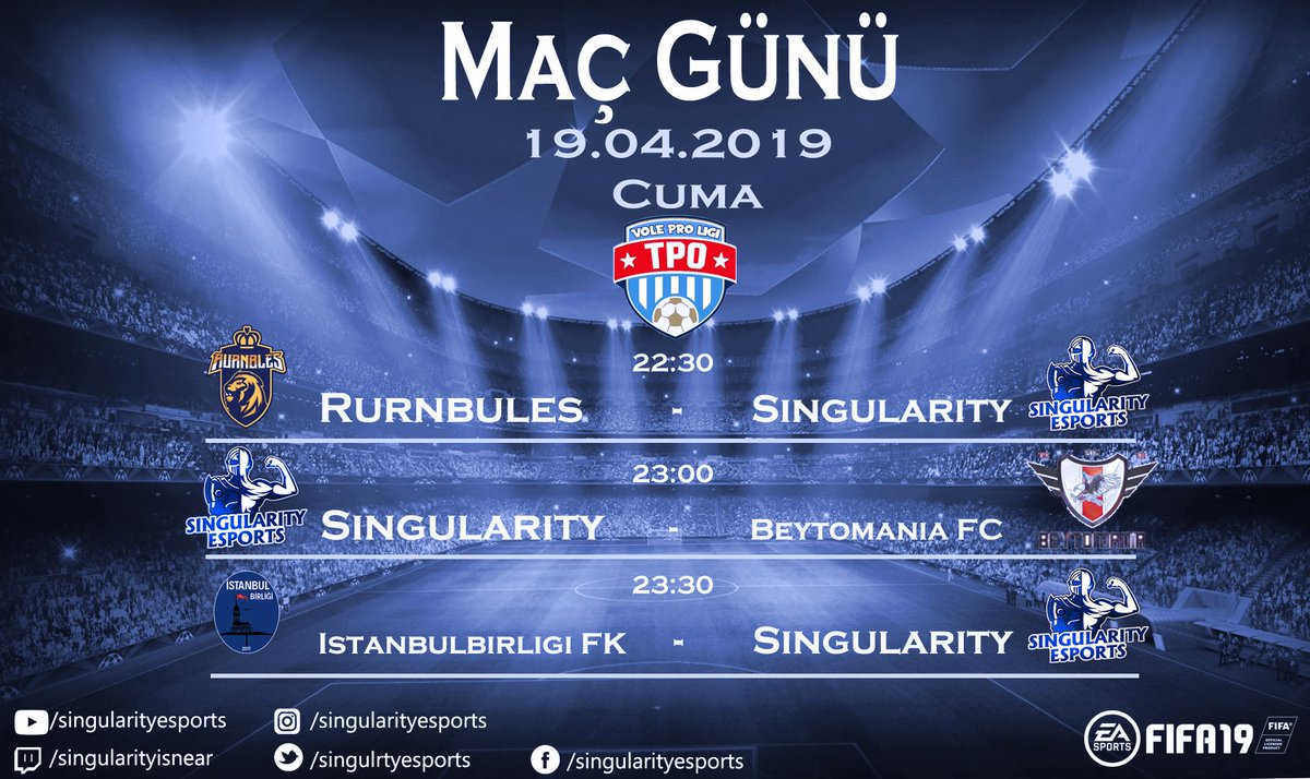 singlrtyesports's tweet photo. Vole TPO Liginde bugün @rurnbles , Beytomania ve İstanbulbirliği FK ile oynuyoruz!..
#singularityisnear #fifa #fifa19 #fifaproclubs #ps4 #playstation #playstation4 #easports #easportsfifa #goforit 🏆🥇 https://t.co/CvxremLU4f