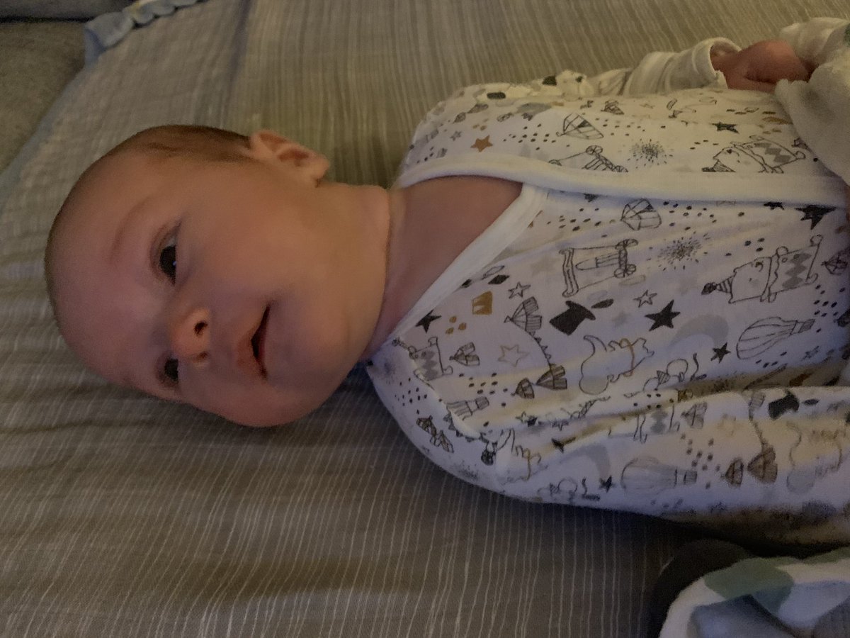 KyOlson's tweet photo. @lnanderson, you always get Ben’s attention. We will be playing on the couch until you’re on, then he turns his head toward the tv. I think he has his first crush! #6weeks #smiles https://t.co/KPMsQE3JwO