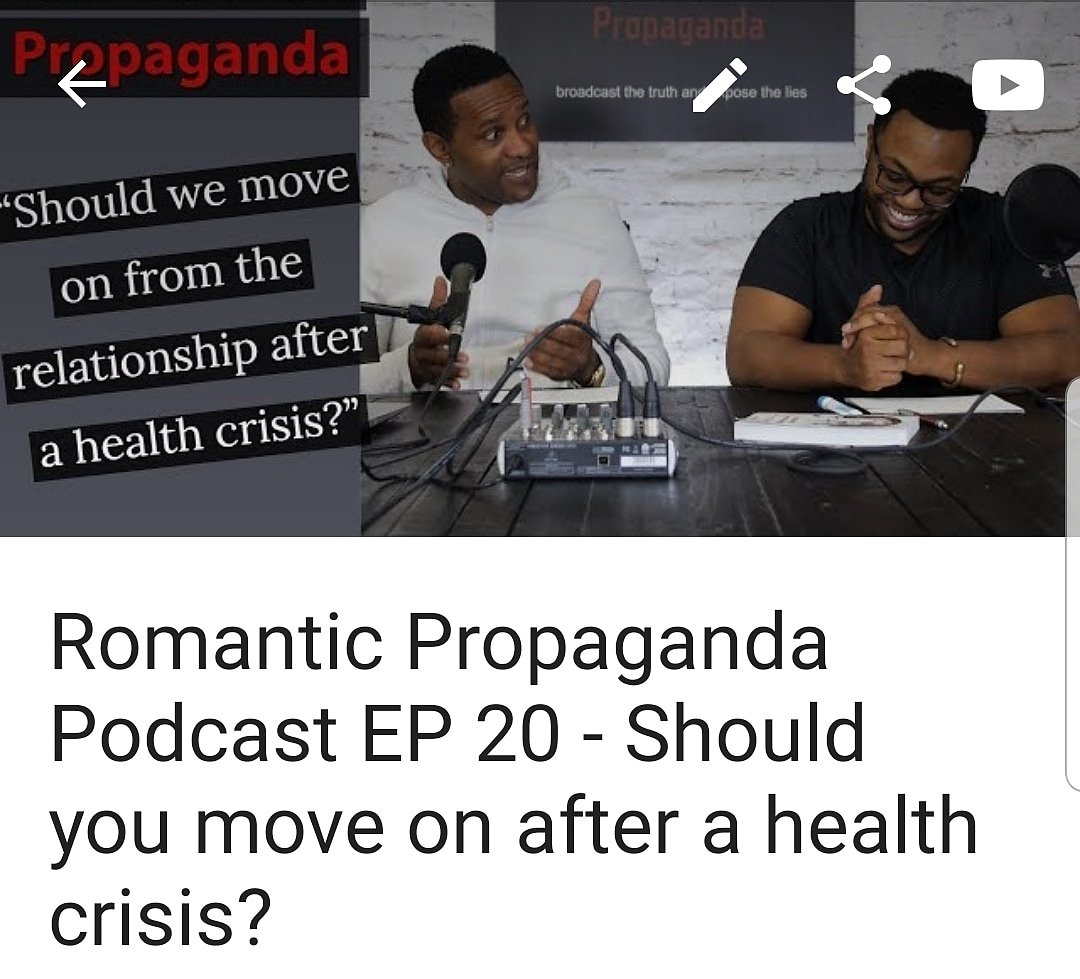 RomanticPropa's tweet photo. We have a question: If your significant other ends up in a wheel chair paralyzed do you stay or find new love? @directorimanishakur and @hewett.vision are broadcasting the truth and exposing the lies this Monday on #RomanticPropagandaPodcast 
Available on:
iTunes, SPOTIFY Google https://t.co/3EZxqe7Htb