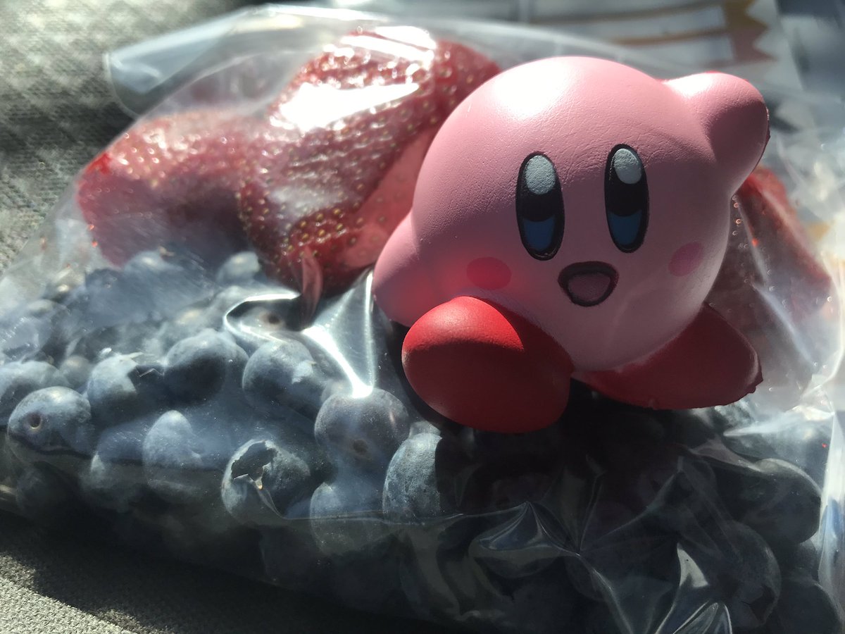 Snaaaaaaaaack break!!! #kirby #kirbyforaday #snacks #nintendo #strawberries #yummm