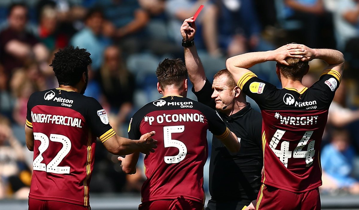 BBCSport's tweet photo. A painful afternoon for Bradford.

They've been relegated to League Two.

Report: https://t.co/iAcnhoHA0N https://t.co/WV5jd7RBg4
