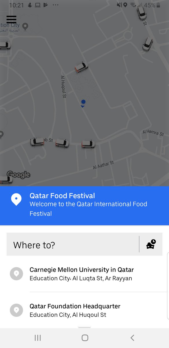ManIsWeak's tweet photo. @Uber_Qatar We are unable to edit the location pin, or change the location pin, because the app was custom coded during the QIFF to reroute all location pins to the HBKU Student Center. The app still shows "Welcome to QIFF". Uber is living in the past it seems. https://t.co/bNXCfN3jRf