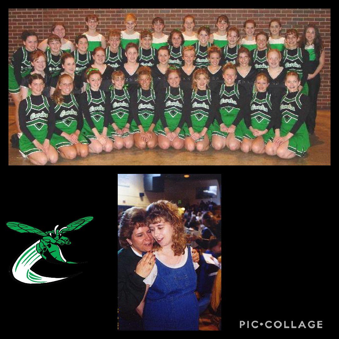 DanceEureka's tweet photo. 2nd yr coaching along side Krista. Both future coaches, Jill &amp; Ashleigh, were on the teams. You might recognize some of these former dancers &amp; cheerleaders! Was expecting the Oldest Hack. I may or may not have done some toe touches and danced pregnant, eek! #ComingUpOn20Years https://t.co/Y619apZStM