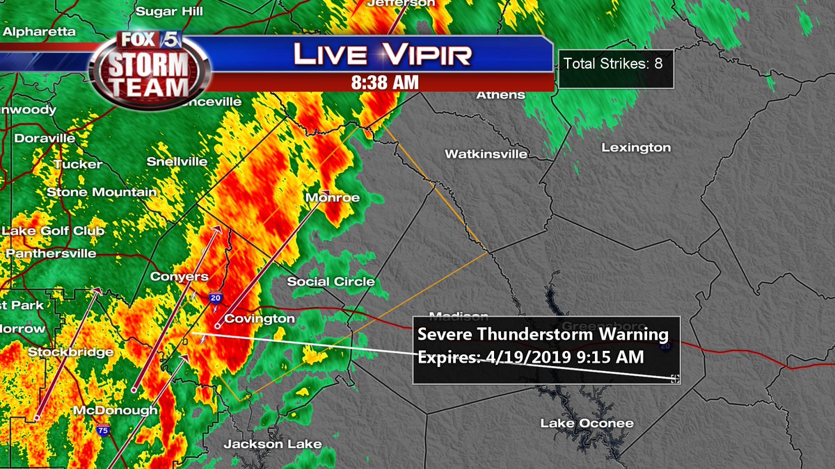 SEVERE THUNDERSTORM WARNING for Oconee, Morgan, Walton, and Newton counties until 9:15am. Moving NE 35 mph with 60 mph wind gusts. <a href="/GoodDayAtlanta/">Good Day Atlanta</a> #fox5atl