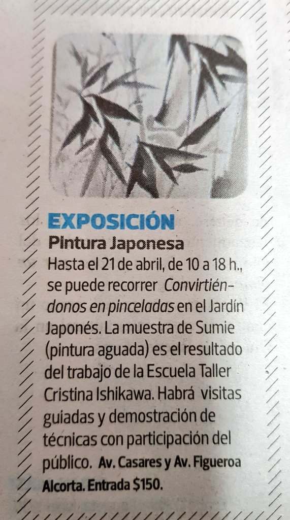 SergioMiyagi's tweet photo. Muchas gracias @DisfrutemosBA por la difusión de las actividades del @jardinjapones! Una gran muestra de Pintura Japonesa que no se la pueden perder, hasta el domingo 21 de 10 a 18 hs a cargo de la gran Prof Cristina Ishikawa. Arte y excelencia!!!! https://t.co/RUITw4Dhxj