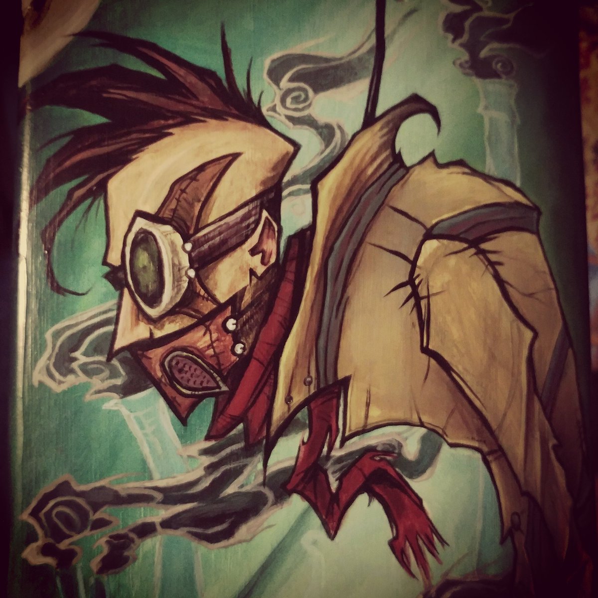 Spooky_Dinosaur's tweet photo. Come out to the Visual Art Collective building in Boise to see it complete #art #artist #paint #acrylicpainting #acrylic #rooftops #chimney #smokestacks #umbrella #perched #smoke #deck #skatedeck #skateboard #wip #workinprogress #idahoartist #boiseartist #paintbase #underpainting https://t.co/HkwagrH5nP