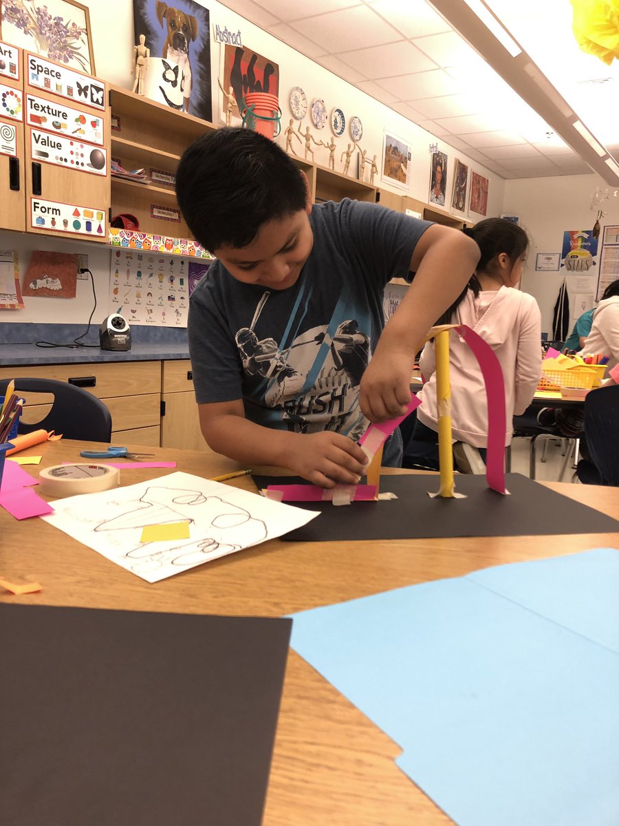 OakleysClass's tweet photo. It’s a crazy ride on these 2nd grade rollercoasters! #elementaryart @vickerymill https://t.co/RqBzTNs3rU