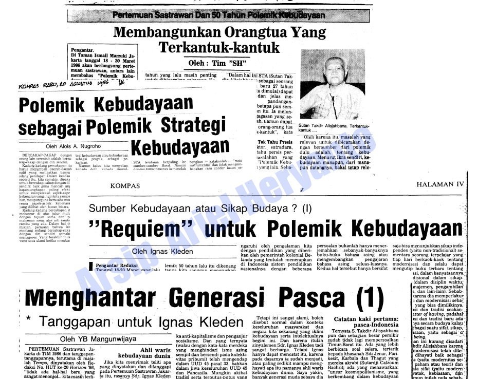 Tahun 1986, ada polemik nasional ber-hari2, memperingati setengah abad Polemik Budaya yang dianggap debat budaya nasional terbesar awal abad 20. Itulah debat masa pra-digital. Masa pra-cebong/kampret. Sebuah masa ketika cendekiawan tak dibutuhkan parpol. Bisa nulis berpanjang2.