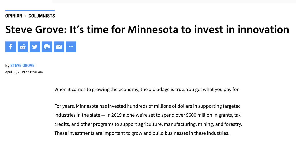 grove's tweet image. The time is now for MN to grow our innovation economy, &amp;amp; the stakes couldn't be higher. I shared our ideas in today's @PioneerPress on how @GovTimWalz budget gets us there: the MN Innovation Collaborative, Angel Tax Credit, &amp;amp; statewide broadband: bit.ly/2Gxazal #mnleg