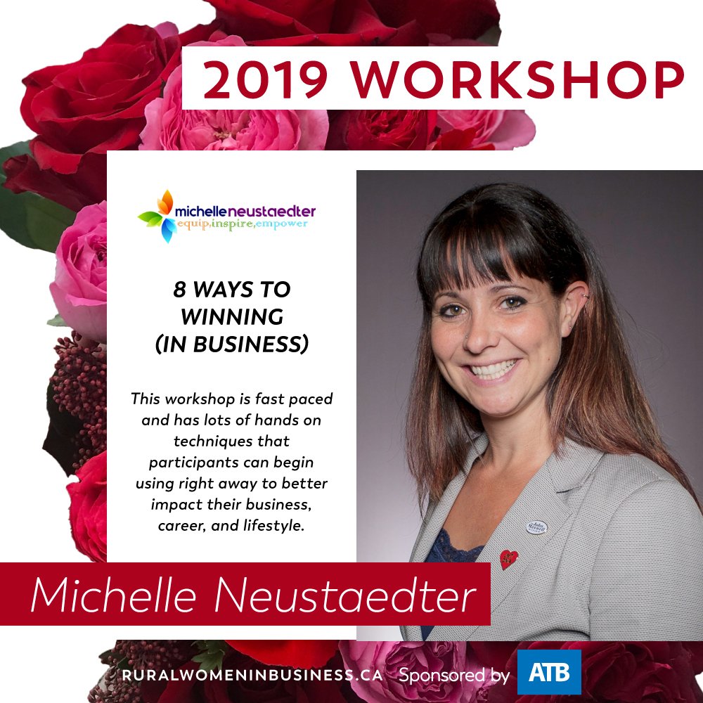 CrossfieldCham's tweet photo. With your #ticket to the Rural Women in Business Conference you get to attend 2 of the 5 #workshops being offered! One of our talented Workshop Leaders is Michelle Neustaedter (@mneustaedter)!! #rwibcon2019 #businessgrowth #winninginbusiness #entrepreneurlife #crossfield #yyc https://t.co/eCH38wq1Bi