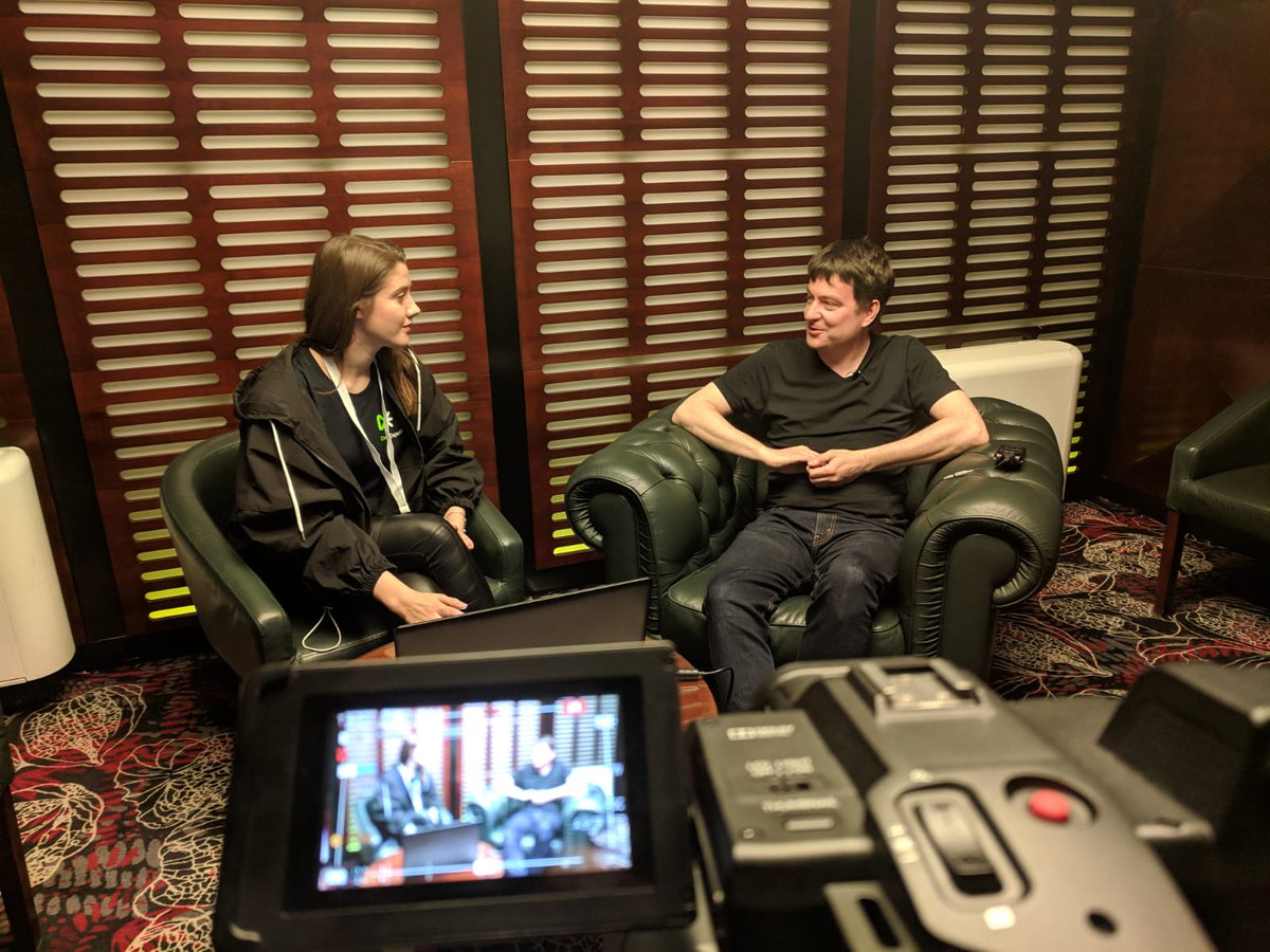 chwenz's tweet photo. Security panel and talk done; now: interview. #DevExperience19 https://t.co/p7j14CzJjQ