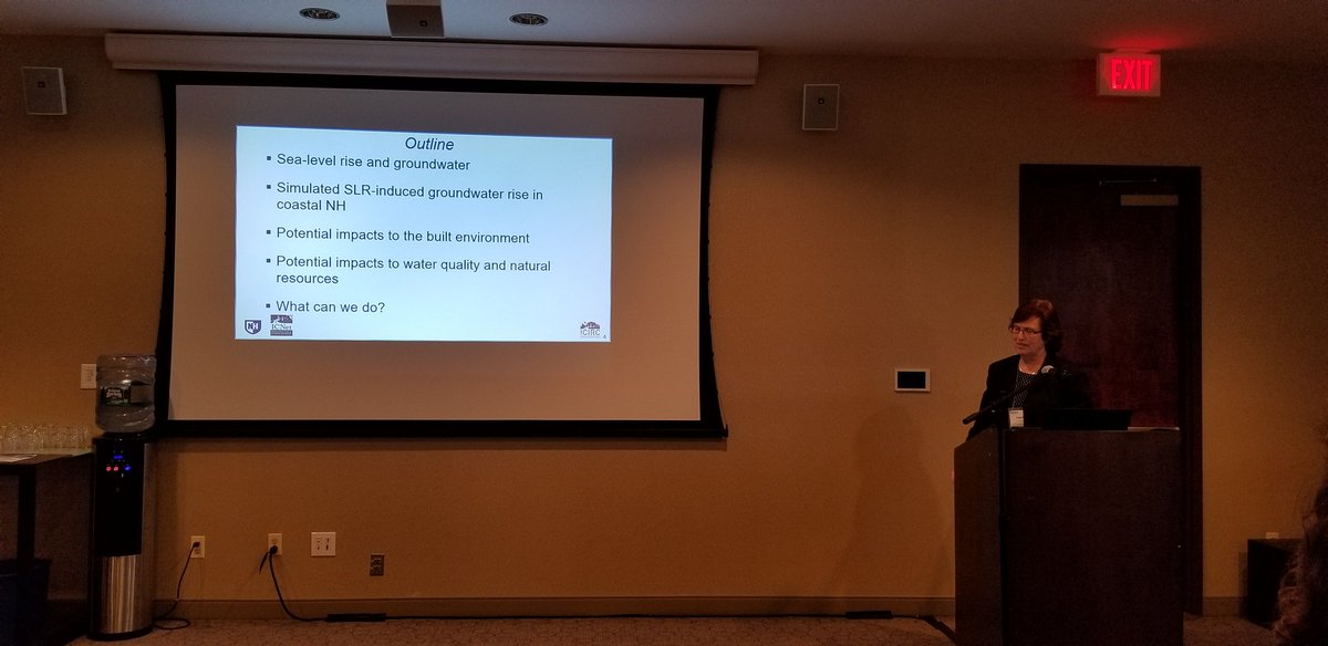 NHDES's tweet photo. Jayne outlines the impacts associated with groundwater rise.  #NPS30NH #Watershed #WaterQuality #NutrientLoad #StormWater https://t.co/iULcOGjKAI