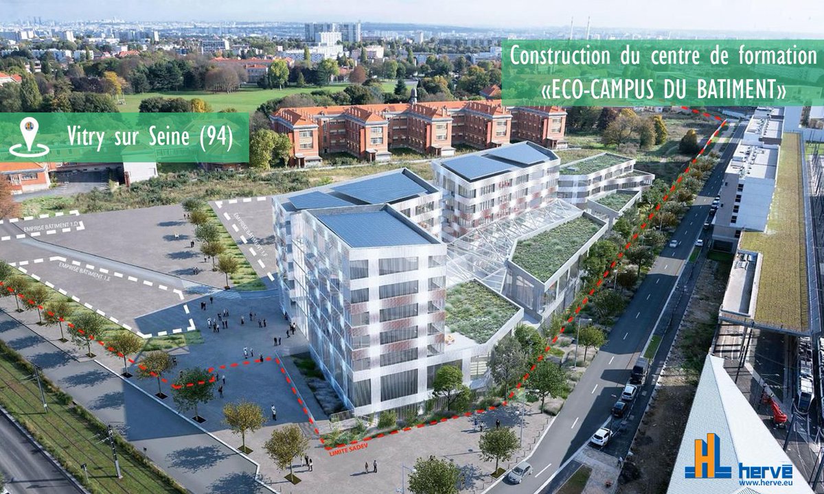 HERVE_SA's tweet photo. NOUVEAU #CHANTIER | #Construction du centre de formation "ÉCO-CAMPUS DU #BÂTIMENT" à @mairievitry.  Le nouveau centre de formation accueillera chaque année près de 1  100  apprentis du CAP à la licence pro, et environ 8 000 stagiaires en   formation continue. https://t.co/9XFriFPB5q