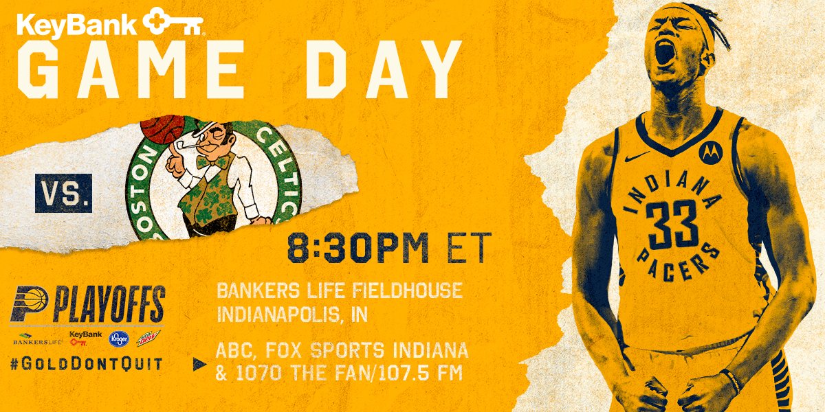 Pacers's tweet photo. Tonight, we're on our court.

🏀 #Pacers vs. Celtics
📍 @TheFieldhouse 
🕣 8:30 p.m. ET
📺 ABC and @FSIndiana 
🎟 https://t.co/toJu9PPp17 https://t.co/kMx191L8zY