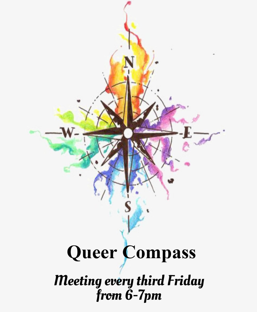 RainbowAlleyDen's tweet photo. Come get peer support in our group therapy, Queer Compass! Lead by the wonderful Katie, 6-7 #grouptherapy #queercompass #rainbowalley #youth #queer #gay #lesbian #bisexual #transgender #nonbinary #lgbtq #denver #colfax #youthvoice https://t.co/ImtrktiR3r