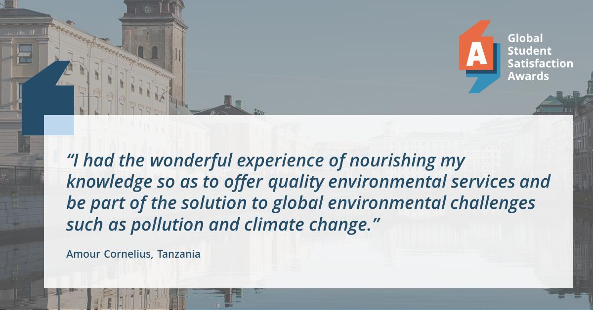 Studyportals's tweet photo. Amour Cornelius from Tanzania chose the University of Gothenburg to fulfill a dream: Bring home the knowledge and skills to fight today's environmental challenges #gssa2019 #mostpowerfulweapon #highereducation https://t.co/UCXljIIP9n