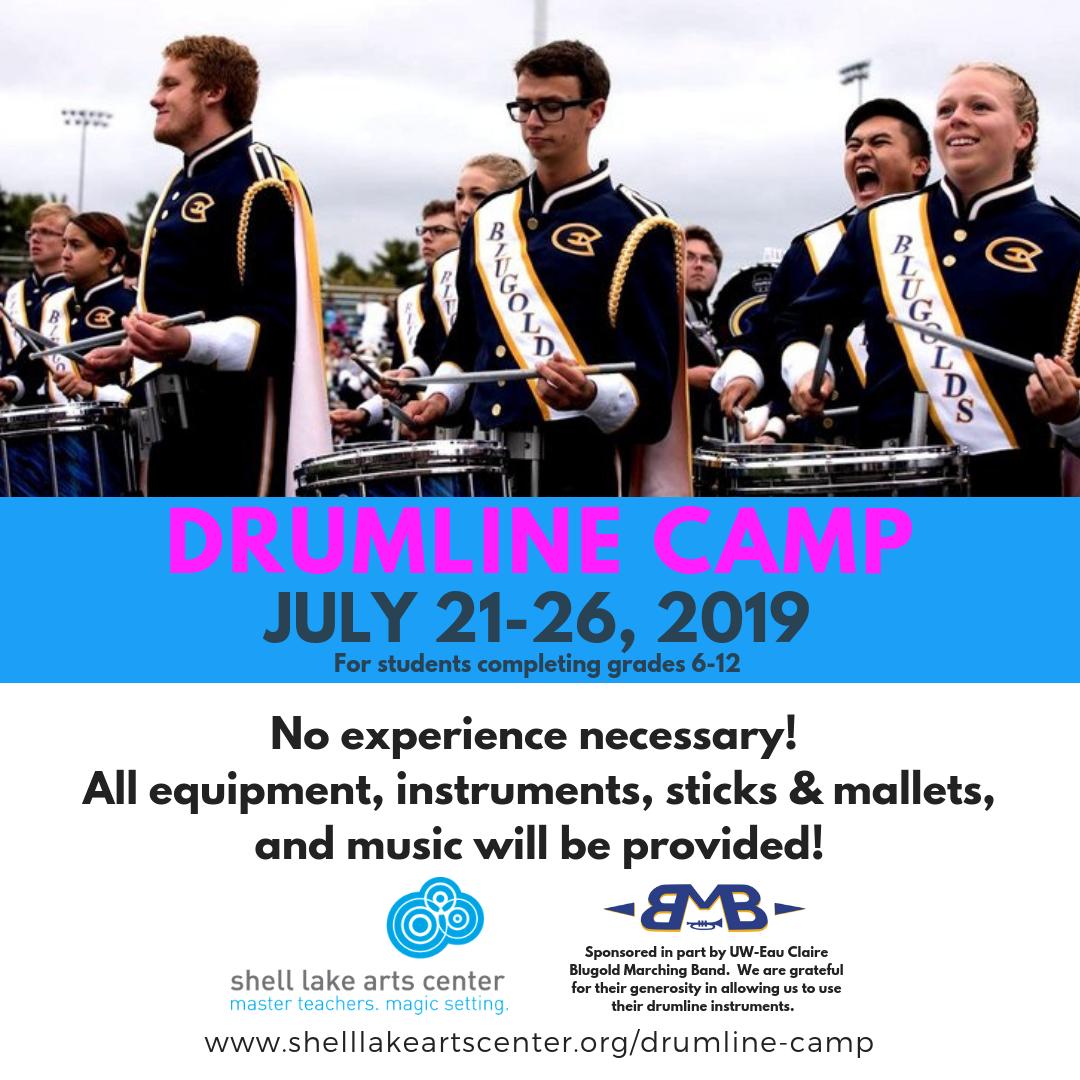 ShellLakeArts's tweet photo. Check out what's new this summer at Shell Lake Arts Center!  Drumline Camp: July 21-26, 2019!  No experience necessary and all equipment provided!  Learn more on our website:  https://t.co/H4UkLx8qaO https://t.co/CdJJzYet4D