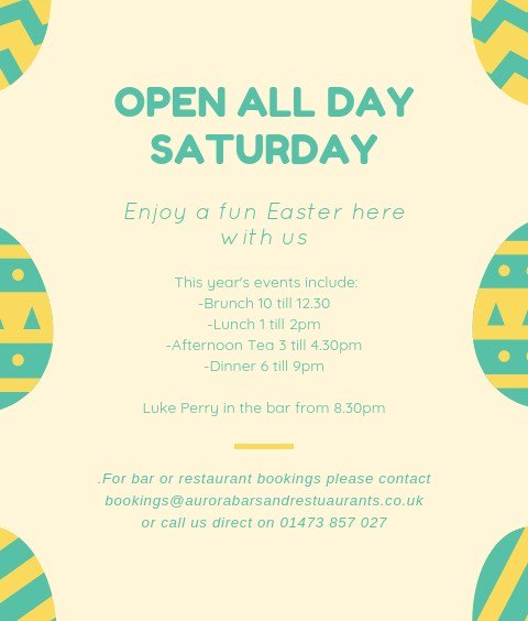 Join us for anything from brunch to dinner, or even a cocktail this Saturday at Aurora. 

cocktail hours 3 till 5 on a Saturday