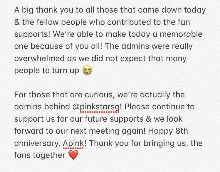 apinkday419's tweet photo. A big thank you to everyone today! 🙇🏻‍♀️🙆🏻‍♀️❤️

#ApinkDay419
#빛나는_여섯별_빛나는_8주년
#Apink_8th_Anniversary https://t.co/hKalmcDyla