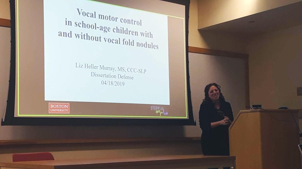 Congratulations to Dr. Elizabeth Heller-Murray, M.S., CCC-SLP, PhD for the successful defense of her dissertation "Vocal motor control in school-age children with and without vocal fold nodules.” Excellent work, Liz!