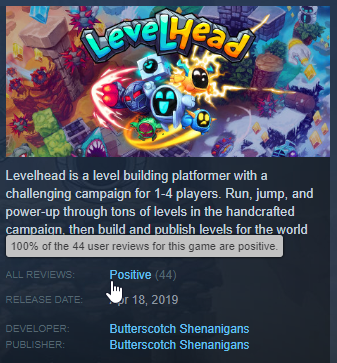 BScotchShenani's tweet photo. 100% positive reviews for Levelhead on Steam as we go into day 2 of EA 😍😍😍 y'all are so sweet we can't even right now

#gamedev #indiegames #platformer https://t.co/hatcqSYAEy