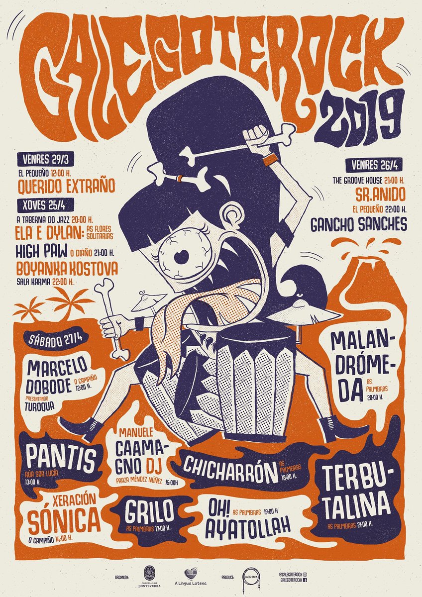 GALEGOTEROCK's tweet photo. Recordade que o vindeiro xoves comeza unha nova edición do @GALEGOTEROCK coas bandas deste cartaz https://t.co/Y17Hwo4dxx