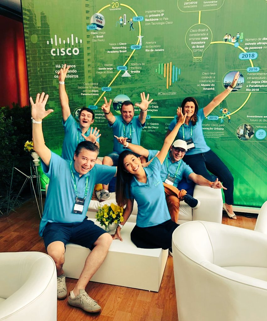 CiscoDoBrasil's tweet photo. E mesmo no feriado, o time Cisco não para. Este ano, trouxemos para o #itforum2019 o tema "A TI em prol do Ser Humano" e aproveitamos para mostrar nossa campanha de 25 anos aqui no Brasil. Quem acha que foi legal, levanta a mão 🙋‍♀️🙋‍♂️#Cisco25BR https://t.co/xWGH9aaHHg