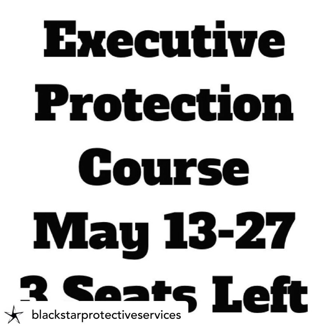 blackstar_sec's tweet photo. Only 3 seats left for our May 13 Certified Executive Protection Course. 
Do you want a career in Executive Protection? Call us for more information or email us. Contacts in bio. 
#careeropportunities #newcareer #executiveprotectiontraining #executiveprotection https://t.co/Liy24Qx5o4