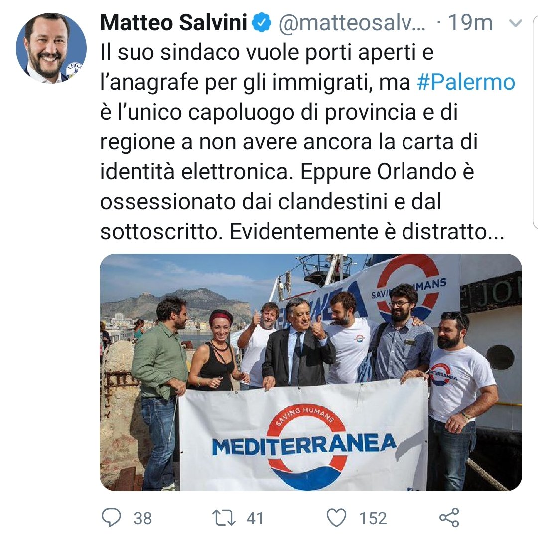 LeolucaOrlando1's tweet photo. Credo che Salvini sia un po' ossessionato da quel che avviene a #Palermo. Se facesse più il Ministro dell'interno e meno il Ministro della paura saprebbe cosa è la ANPR. Dopo quella sui beni confiscati l'ennesima prova che ignora cosa accade al Viminale https://t.co/BZT3xdGJKz
