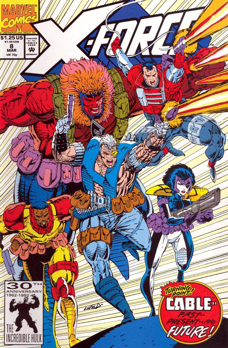 ComicsInThe90s's tweet photo. The 1st inductee into the #ComicsInThe90s Hall of Fame is... @robertliefeld.  His 90s output defined the era and made him a rockstar #comics artist/writer.  #RobLiefeld #XForce #Cable #NewMutants @ImageComics @Marvel #comicsbooks #marvelcomics https://t.co/shFZcxUv17