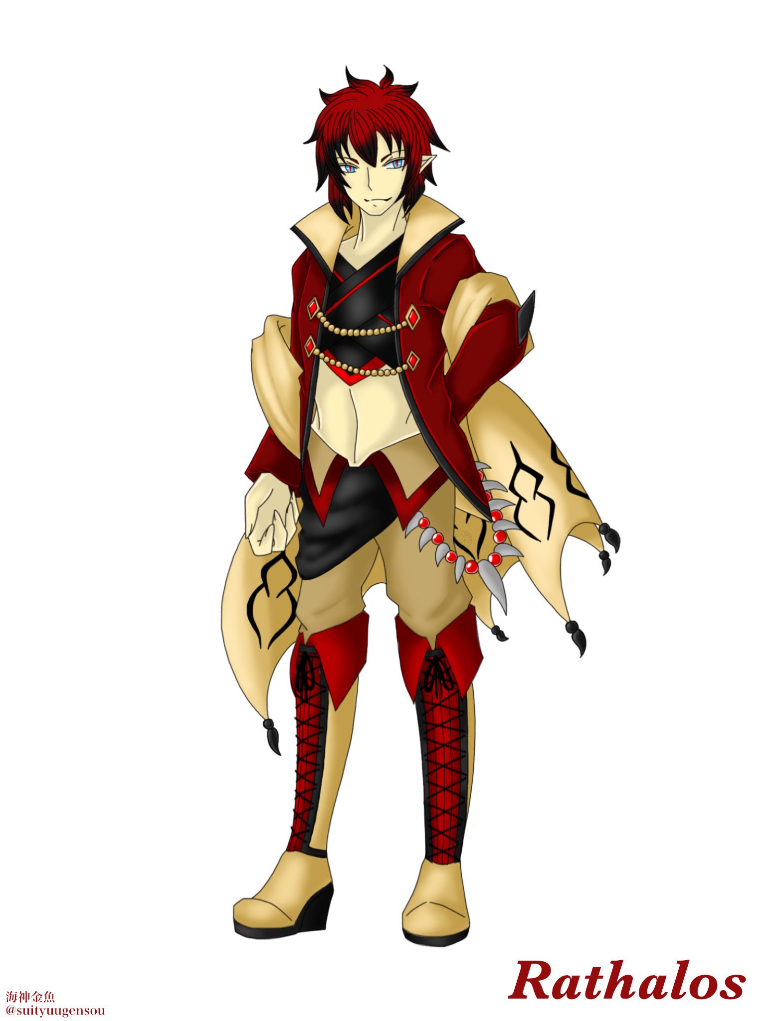 海神金魚 on X: リオレウスさん擬人化 我らが空の王者、新大陸でもお世話になってます！  夫妻討伐クエ時に必ずレイアさんの火球やサマーソルトが直撃しているのは気のせいだと信じたい、頑張れ旦那w #モンハン擬人化  t.covtaNw5bWr7  X