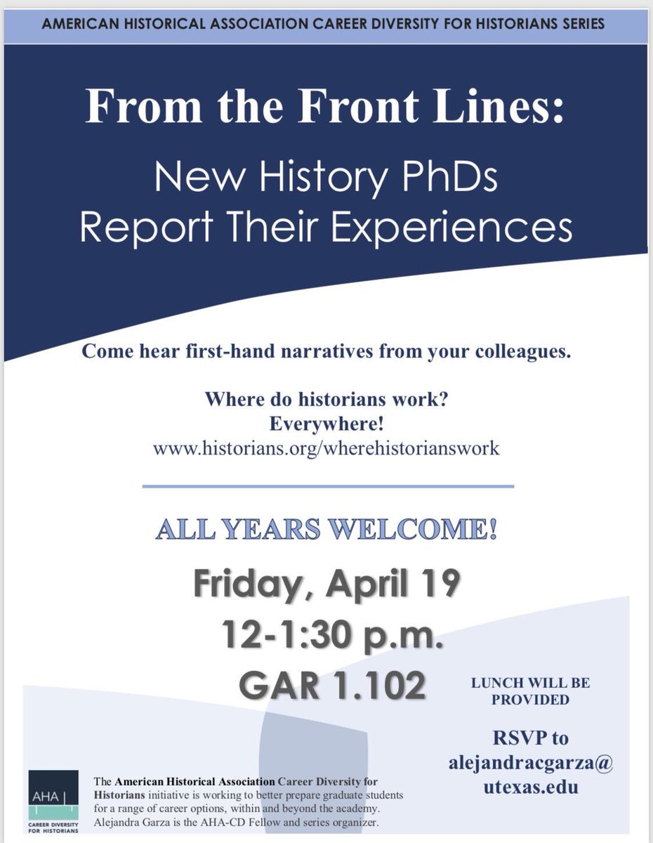 #Today!! Don’t miss @alejandra_UT ‘s #AHACareerDevelopment #Workshop #Today!! @HistoryJobs @UT_HistDept @UTAustin #CareerDiversity