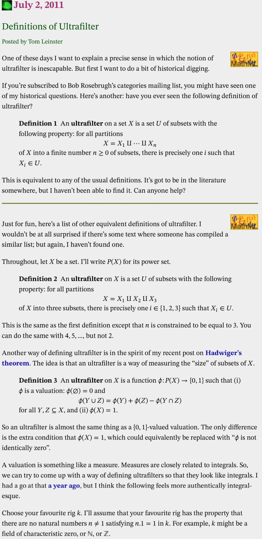 Louis Maddox An Ultrafilter On A Poset P Is A Maximal Filter On P I E Cannot Be Enlarged If P Is A Boolean Algebra Each Uf Is Also A Prime