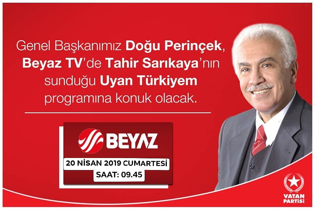 Genel Başkanımız Dr. Doğu Perinçek, 20 Nisan Cumartesi 09.45'te Beyaz TV'de Tahir Sarıkaya'nın sunduğu Uyan Türkiyem programı canlı yayınına konuk olacaktır.
#ekonomi #üretimekonomisi #millimeclis #millihükümet #terörekarşıbirlik #istanbul #ankara #izmir #seçimler #yerelseçimler