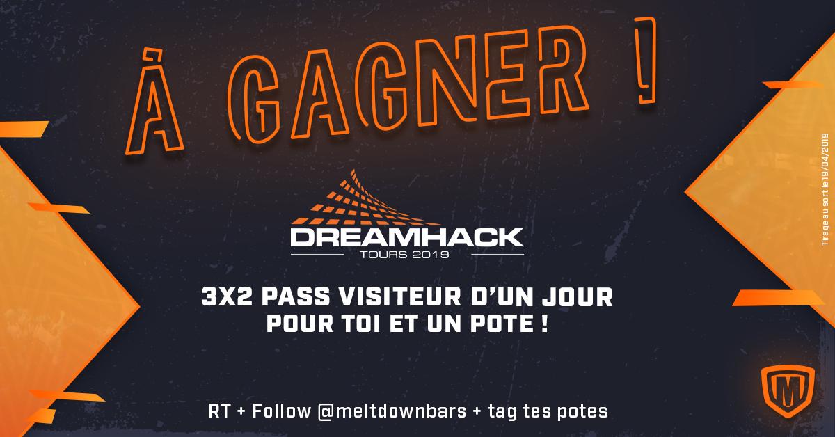 A l'occasion de la <a href="/DreamHackFR/">DreamHack France #DHFR20</a> du 17 au 19 mai et du début d'un week-end de 3 jours, on s'est dit que ça pourrait faire plaisir 😁

Gagne ton pass pour la #DreamhackTours et un pass de plus pour embarquer un pote ! 👌

RT+Follow et préviens tes potes !
GL !!