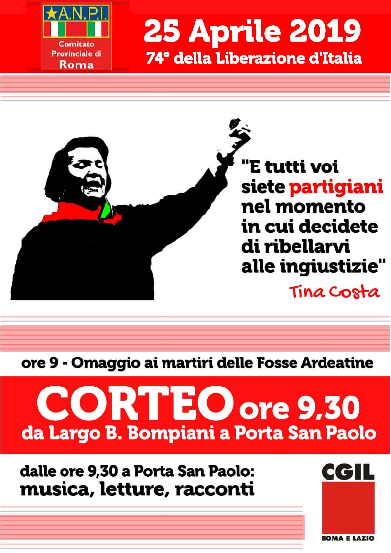 #25aprile, quest'anno con una partigiana in meno, e un messaggio in più. Quello che Tina ha lasciato, senza lasciarci davvero. Al corteo con <a href="/AnpiRoma/">A.N.P.I. Roma</a> e <a href="/CgilRomaelazio/">Cgil Roma e Lazio</a>: mai come oggi la memoria non è ricordare il passato, ma strumento vivo per combattere le ingiustizie.
#CiSiamo