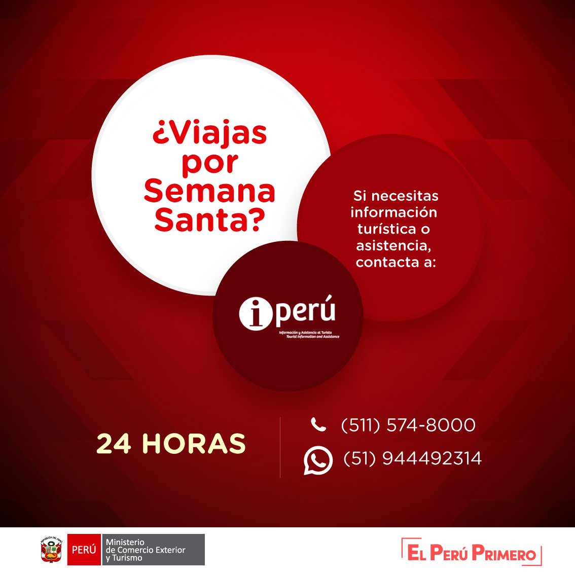 MINCETUR's tweet image. ¿Viajas por #SemanaSanta?😎 Si necesitas información turística o si los servicios que contrataste no fueron brindados de acuerdo a lo ofrecido, contacta a iPerú y recibe asistencia gratuita. ¡Feliz viaje!😉🙌🏽

✅peru.travel/es-lat/iperu.a…

#SemanaSanta2019 #IPerú 🇵🇪✈️🌎