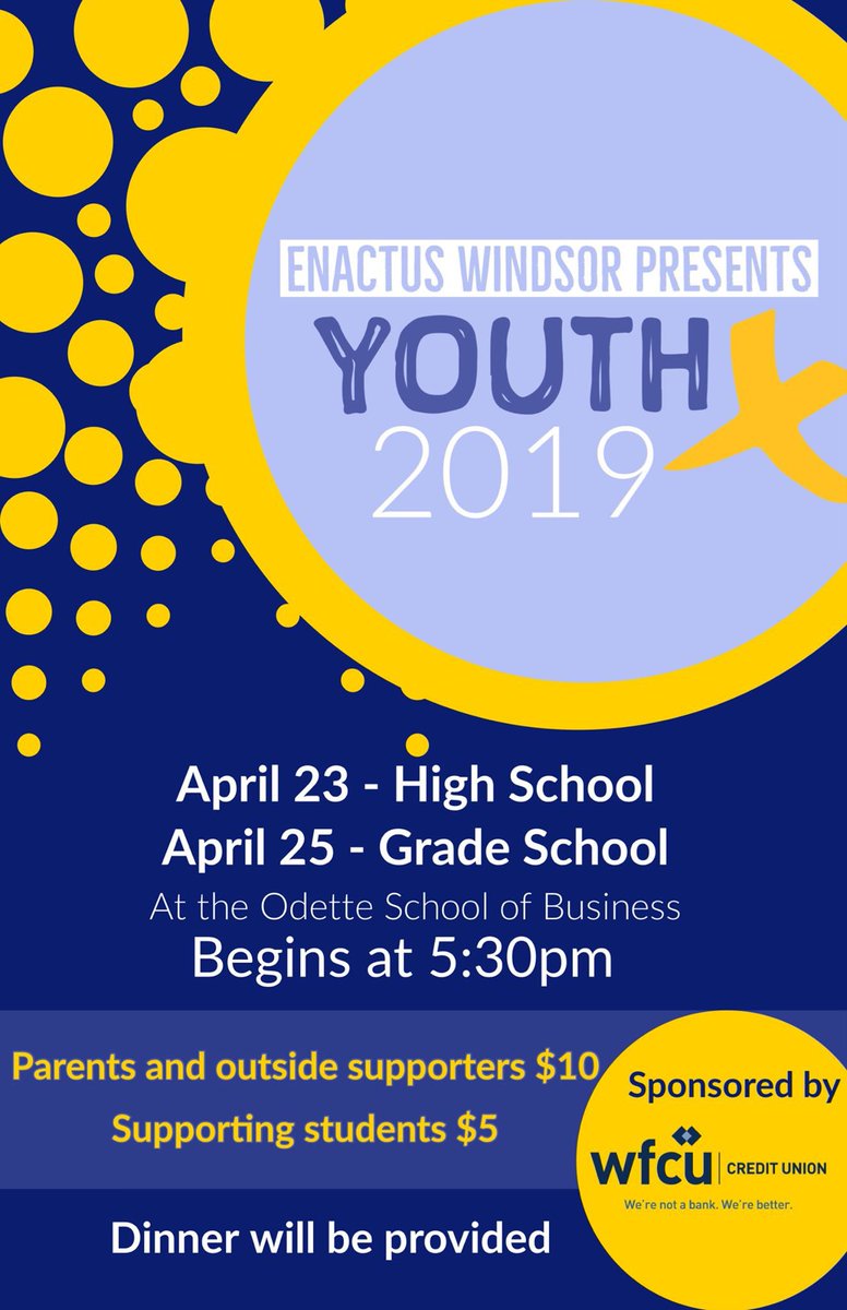 Our Final Round Winners Award at YouthX is sponsored by the Rosati Group! Thank you for sponsoring the Youthrive Program! All are welcome to attend YouthX on April 23rd and 25th. Both days start at 5:30pm at the Odette School of Business!