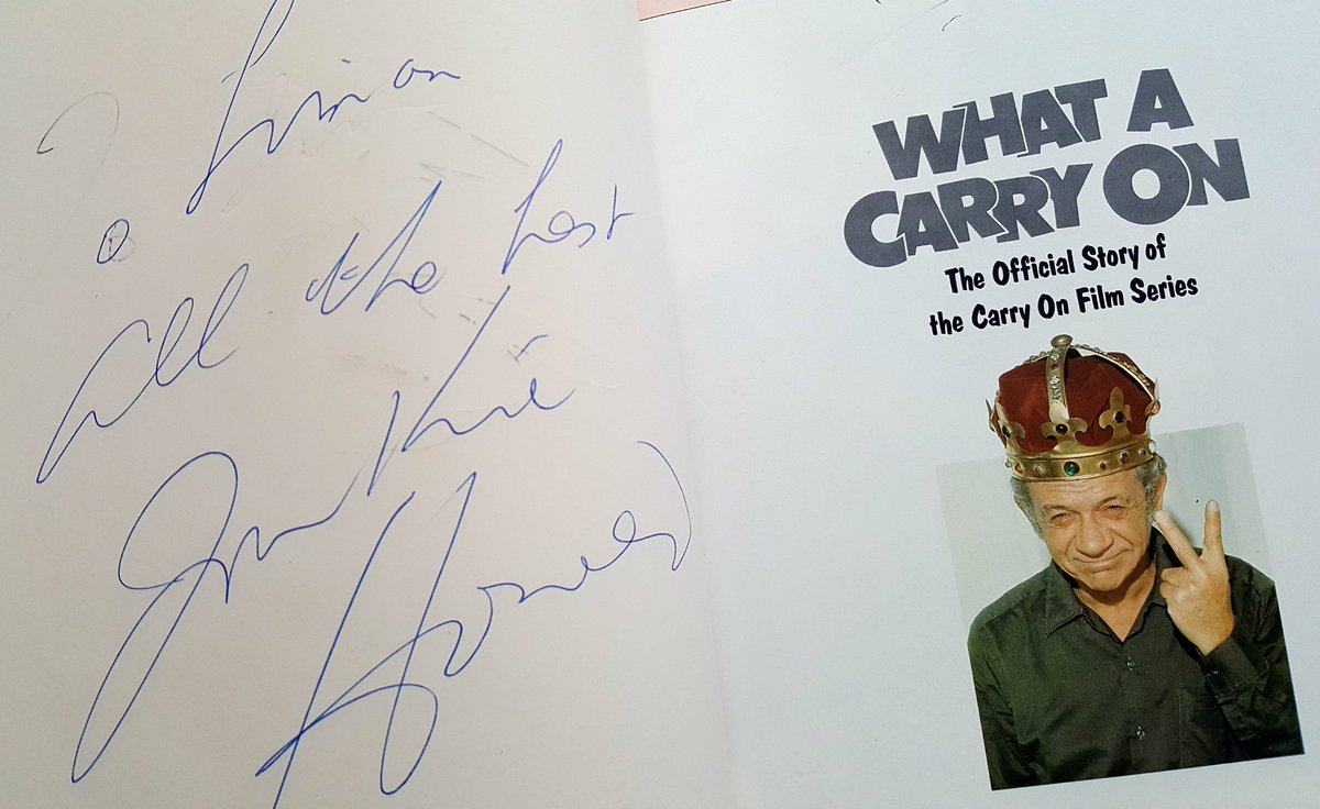 I only met #FrankieHowerd once, way back in 1990. He signed my #CarryOn book, but the pen was running out of ink. He died 27 years ago today. @CarryOnJoan