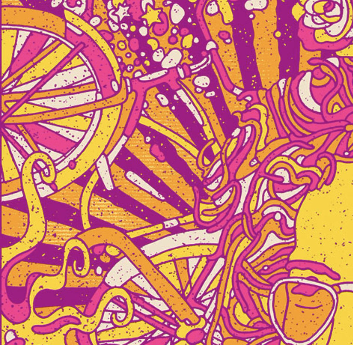 jerrygarcia's tweet photo. It’s been 76 years since Dr. Hoffmann’s wide-eyed ride!  This year we asked @GIGART to create a print celebrating the occasion — and the indelible influence Hoffman’s “problem child” had on Garcia.  We hope you love it as much as we do! https://t.co/iGboLXUaTv https://t.co/MUhaR7WJz0