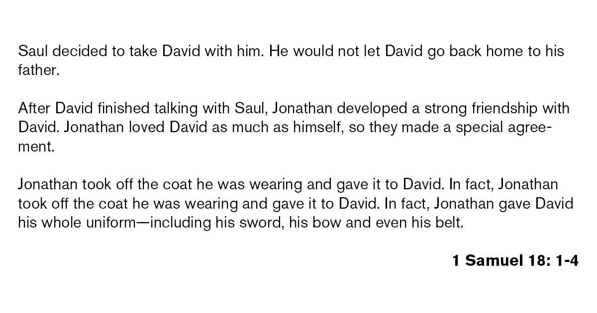 1 Samuel 18:1-4