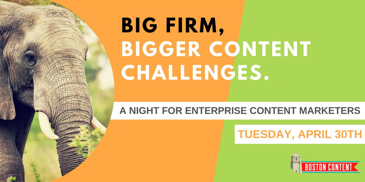 BostonContent's tweet photo. Join us on April 30th for a night featuring:

@Salesforce's @jbergmann 
@SovosCompliance's @rebeccaMJoyner
@IBMIoT's @SarahDudley3
@MMIAgency's @GenuineJack
@CengageLearning's @melnazar
@Cisco's @BobMeindl 
@SmarterTravel's @mel_arroics 

TICKETS: https://t.co/ih8vUCnC6Q https://t.co/ZCHEJMErxr