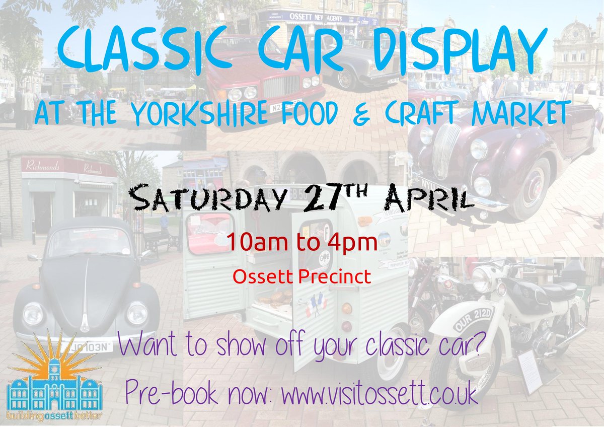 We have a classic  car show est Saturday. We will be selling Ossett loyalty cards.<a href="/LoveOssett/">Love Ossett</a> .<a href="/visitossett/">Visit Ossett</a> .<a href="/WakeExpress/">Wakefield Express</a> .<a href="/Expwakefield/">Experience Wakefield</a> .<a href="/OssettBetter/">Mark Ellerker</a>