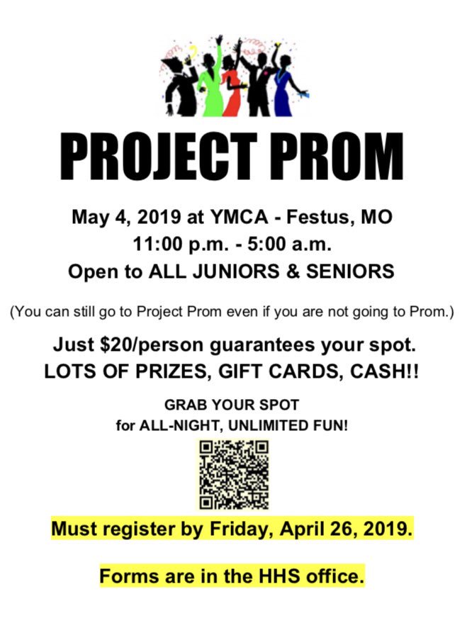 HHS_ProjectProm's tweet image. Prom &amp;amp; Project Prom - 2 Weeks! Sign up in the HHS office for Project Prom .... only $20 for all-night activities and prizes!  LOTS of PRIZES!!! 🎉🎉🎉 #TakeHomeLOTSofPrizes @CAFREEMAN1 @StucoHillsboro
