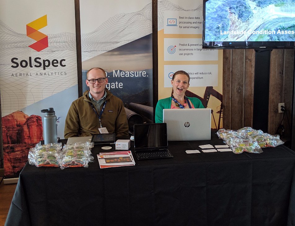 teamsolspec's tweet photo. Our team had a great time in San Diego this week at #FOSS4G. Thank you to everyone who stopped by our booth to talk #OpenSource and #AerialAnalytics with us. We are already looking forward to next year. https://t.co/5AEbpbQBWN