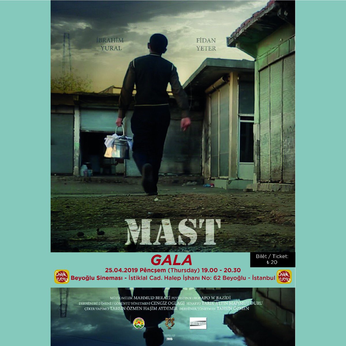 ChalakEvents's tweet photo. 📽Gala: • Mast (Yoghurt, 2015)
• Pantor (Trousers, 2018)
🎬Derhêner: Tahsîn Ozmen
🎙Lîstikvan: Suat Usta
📆 25.04.2019 / Pêncşem (Thursday)
⏰ 19.00 -20.30
📍Beyoğlu Sineması (İstiklal Cad., No:62)
#sînemayakurdî #cinema #tahsinozmen #mast #pantor #gala https://t.co/FXWFxpyeD8